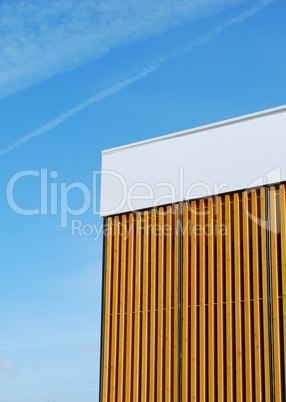 Wooden structure against blue sky