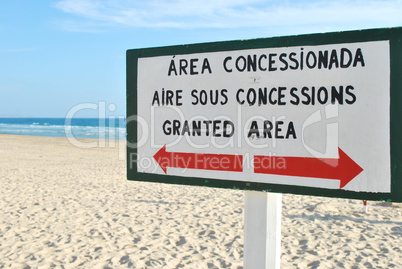 Sign at the beach (granted area)