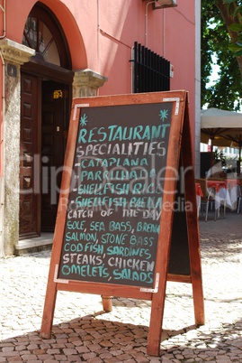 Restaurant chalkboard menu