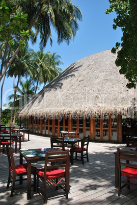Beach restaurant view in Maldives