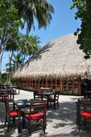 Beach restaurant view in Maldives