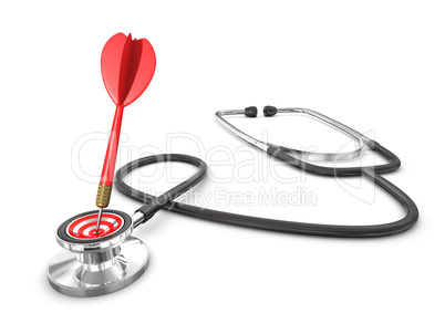 Sucsessfull Diagnosis Concept with Stethoscope and dart