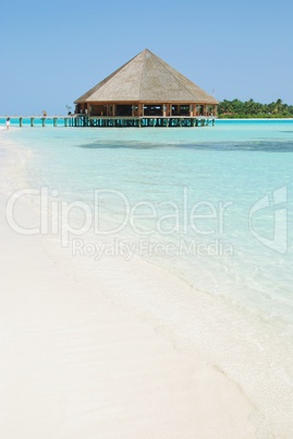 Bungalow's architecture and beach on a Maldivian Island