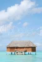 Honeymoon villa in Maldives (clouscape background)