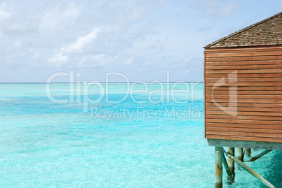 Seascape and water villas detail in Maldives