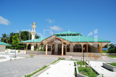 Green mosque in a Maldivian Island