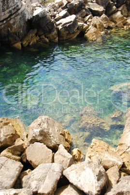 Beautiful lagoon with green ocean water