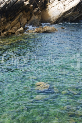 Beautiful lagoon with green ocean water