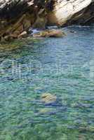 Beautiful lagoon with green ocean water