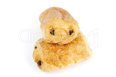Fresh pain au chocolat (croissant filled with chocolate)