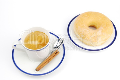 Espresso coffee and donut