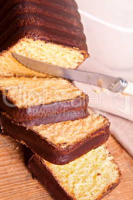 Sponge cake with chocolate glaze