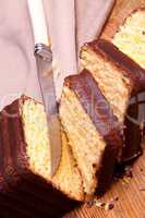 Sponge cake with chocolate glaze