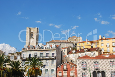 Cityscape of Lisbon city with Sé Cathedral