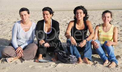 Happy sisters at the beach