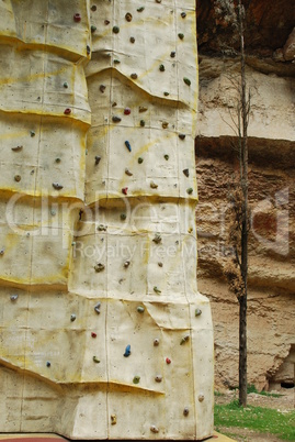 Climbing wall on a park