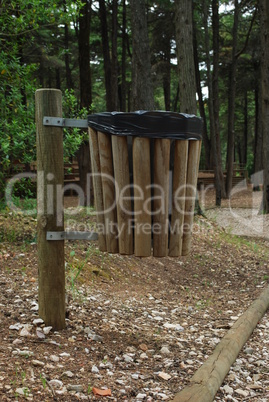 Trash bin on a park