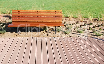 Wooden park bench at the park