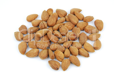 Almond nuts on white
