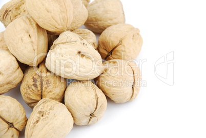 Walnuts on white