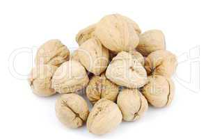 Pile of walnuts on white