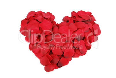 Red heart made of rose petals for Valentine's Day