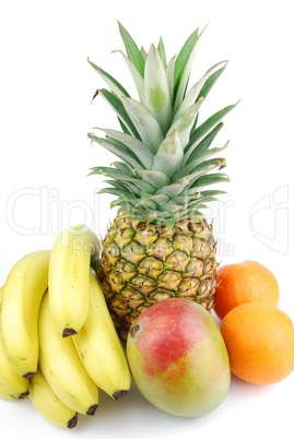 Group of fresh fruits on white