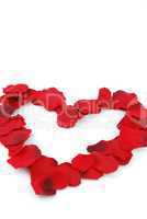 Red heart made of rose petals for Valentine's Day