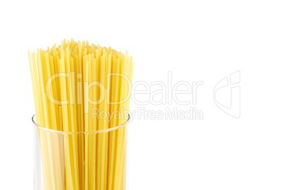 Spaghetti pasta on a glass container