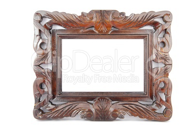 Wooden photo-frame on white