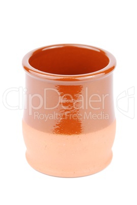 Vibrant orange ceramic planting pot on white
