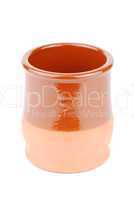 Vibrant orange ceramic planting pot on white