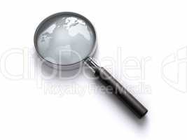 Magnifying Glass with World Map.