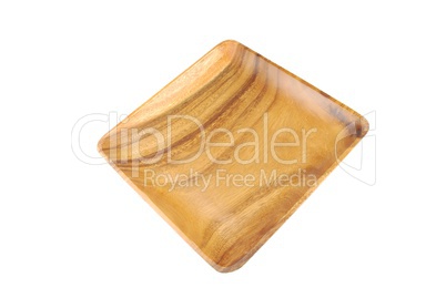 Wooden tray on white