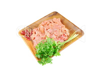 Homemade pork meat meal and ingredients