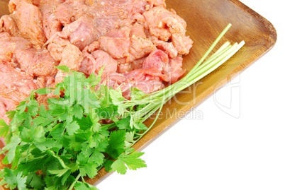 Homemade pork meat meal and ingredients