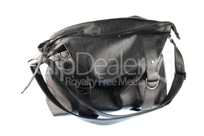 Black woman leather bag on white