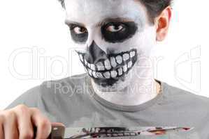 Murderer skeleton guy with a bloody knife