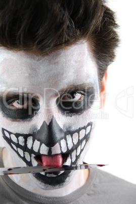 Murderer skeleton guy with a bloody knife