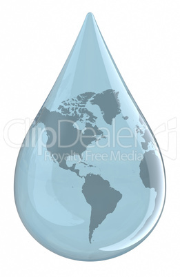 Water droplet with World Map