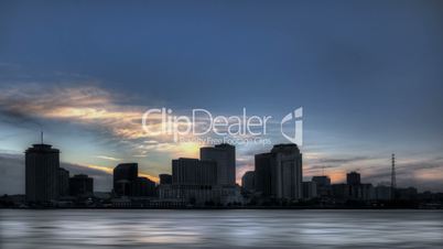 HDR Timelapse Skyline New Orleans at sunset