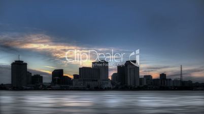 HDR Timelapse Skyline New Orleans at sunset