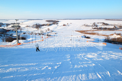 The slope's panorama of of Vodyaniki holiday ski resort, Cherkas