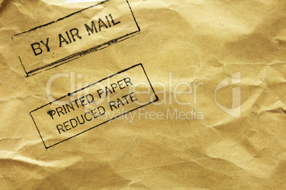 Letter envelope with air mail stamp