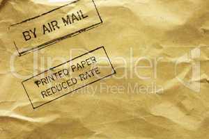 Letter envelope with air mail stamp