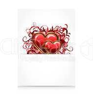 romantic letter with grunge floral hearts