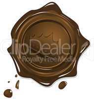 Illustration of wax grunge golden seal with image crown