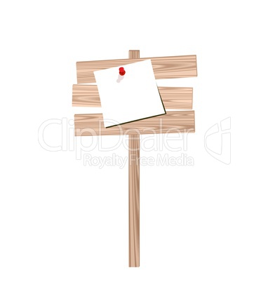Illustration of wood billboard with attached blank paper