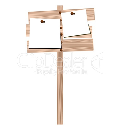 Illustration of a wooden billboard with the enclosed nails pure