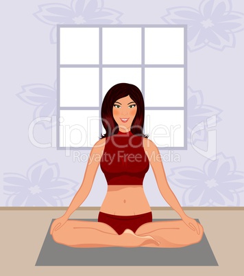 young woman yoga in gym